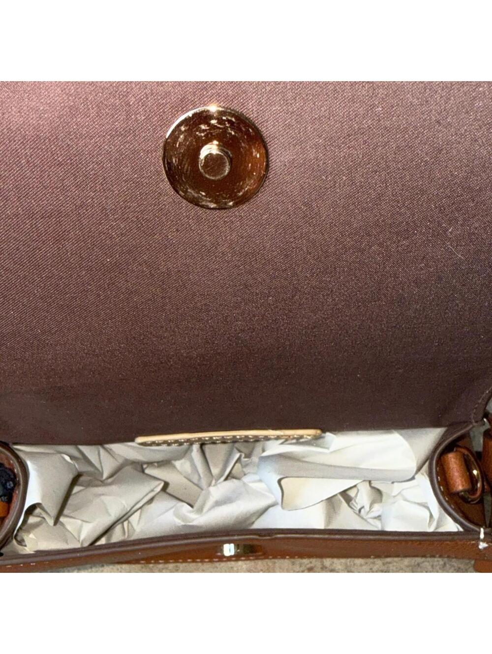 Rachel Zoe Brown Leather Mini Shoulder Bag NWT Structured Flap Purse - Picture 3 of 6
